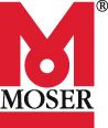 Logo von moser mit einem großen roten „m“ über dem Markennamen.